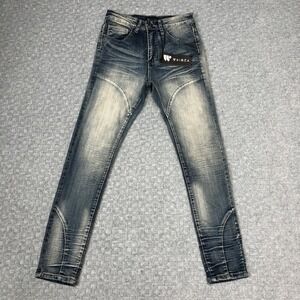 Waimea Jeans Mens 28x30 Blue Vintage Wash Skinny Fit Distressed Stretch Denim